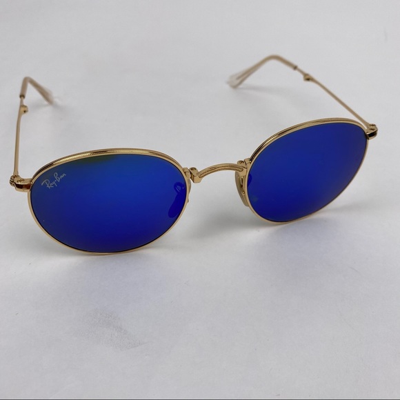 RayBan Blue Mirror Lens Gold Wire Folding Frames - Picture 6 of 16